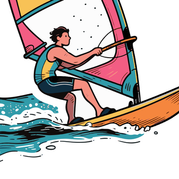 一个男孩在海上玩帆板