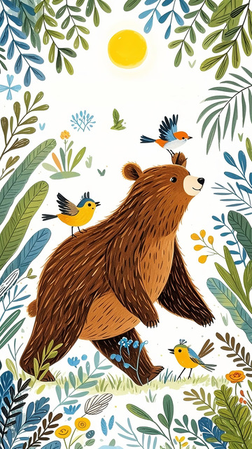 棕熊森林植物花草6