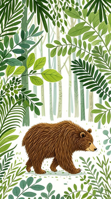 棕熊森林植物花草3
