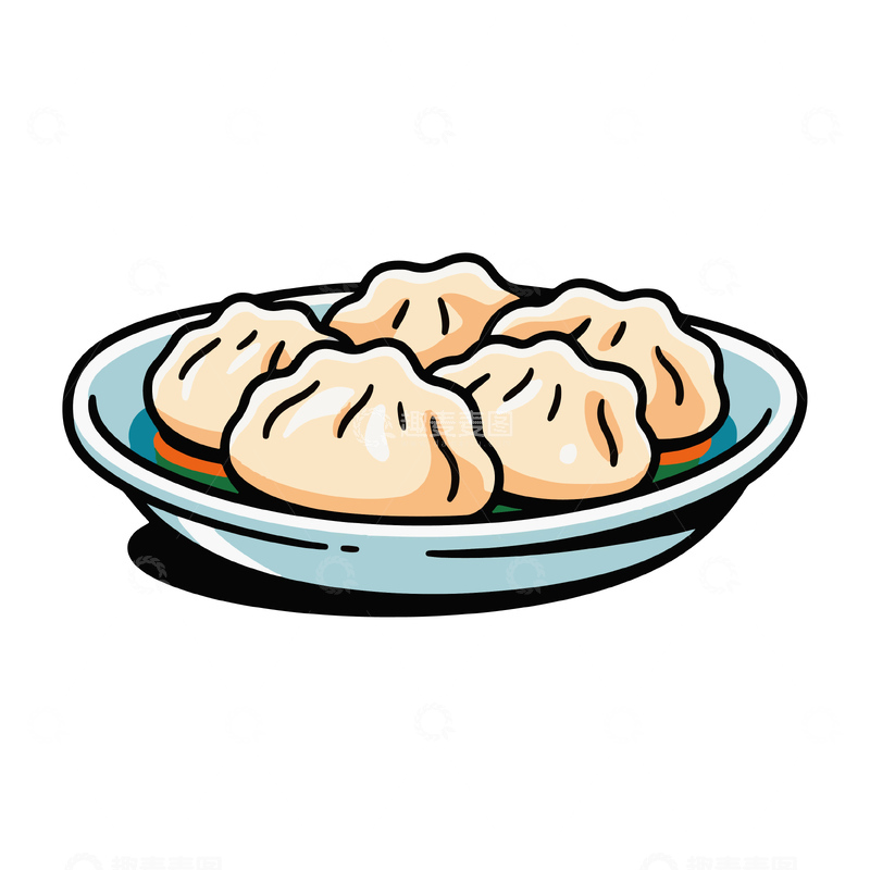 源文件下载【趣麦麦图】一份饺子蒸饺水饺