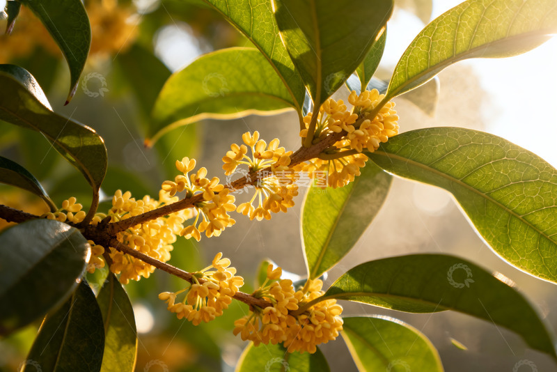 高清大图下载【趣麦麦图】金秋绽放的娇嫩桂花枝头0