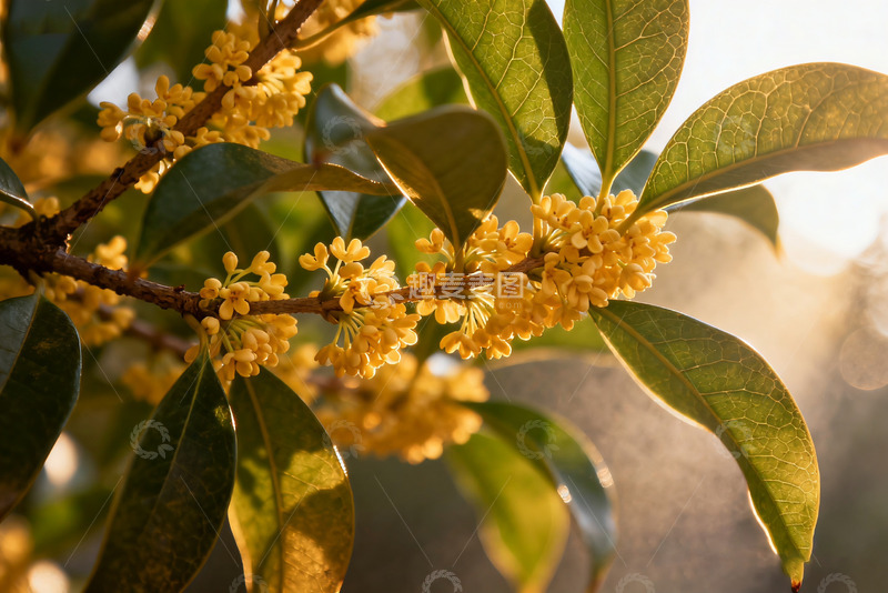 高清大图下载【趣麦麦图】金秋绽放的娇嫩桂花枝头