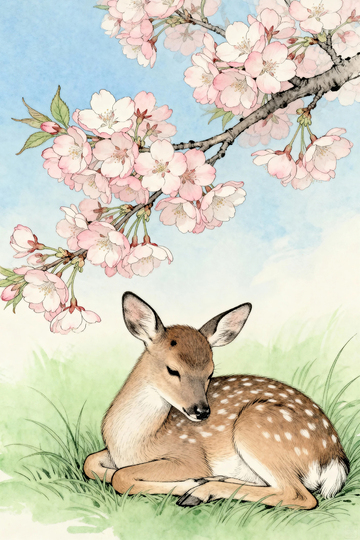 水彩插画梅花鹿2