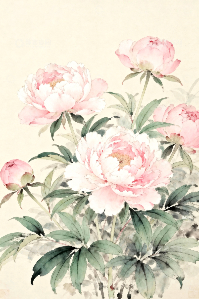 高清大图下载【趣麦麦图】国潮牡丹插画02