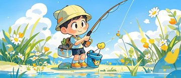 钓鱼卡通人物插画1