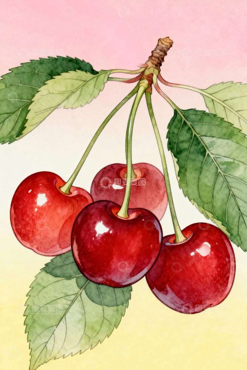 高清大图下载【趣麦麦图】水果樱桃插画14