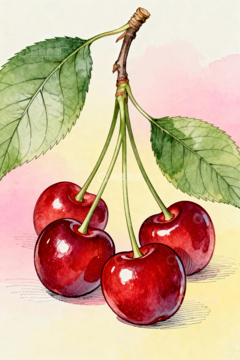 高清大图下载【趣麦麦图】水果樱桃插画12