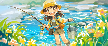 钓鱼卡通人物插画2