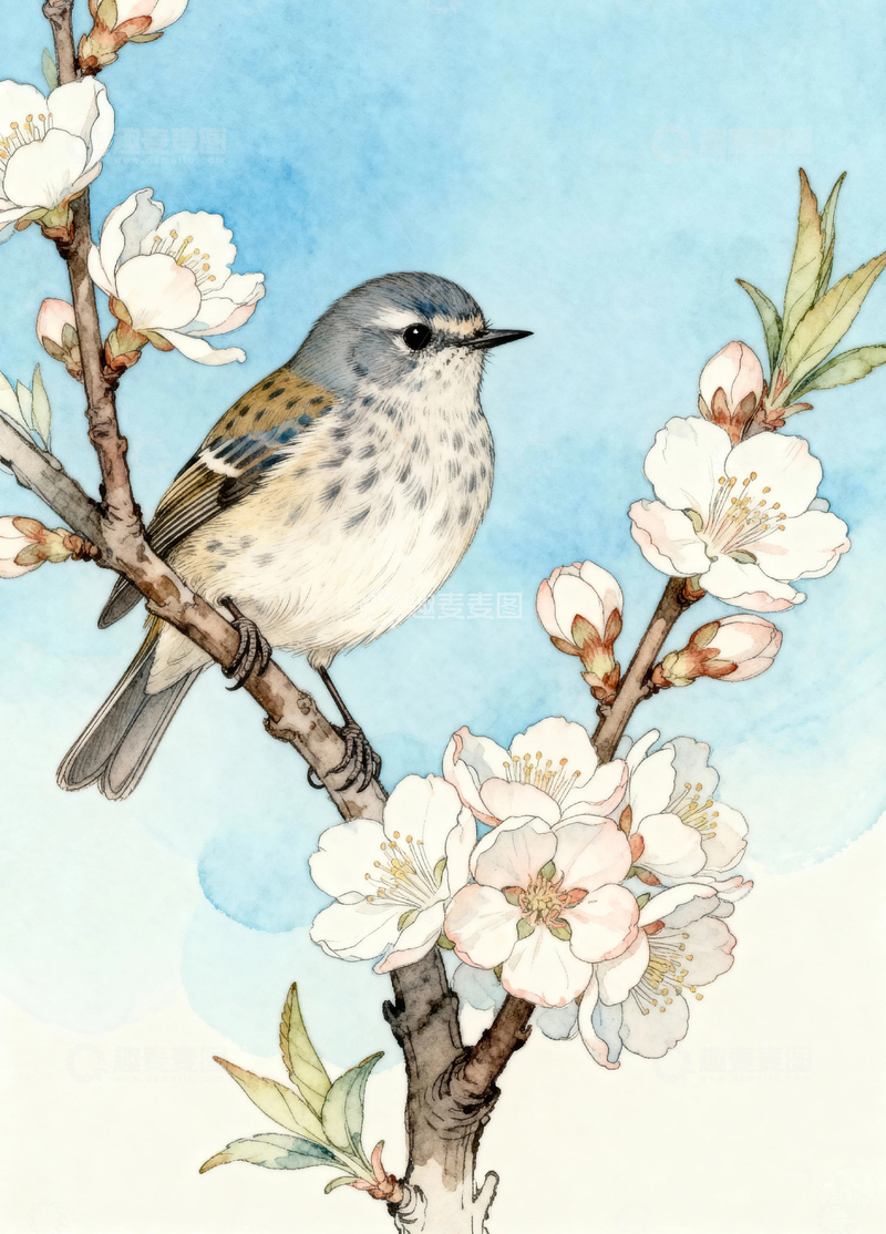 高清大图下载【趣麦麦图】国画工笔花鸟插画1