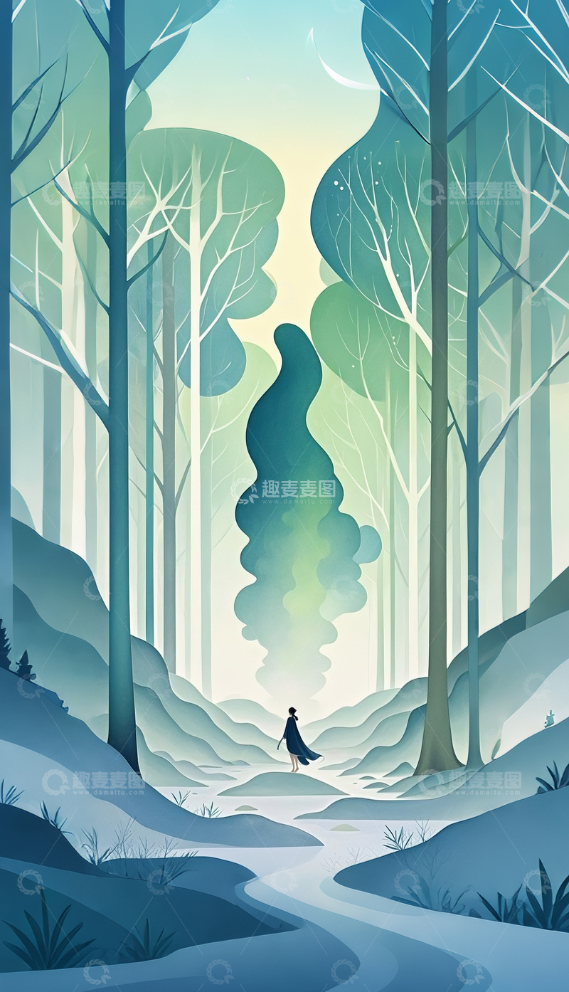 高清大图下载【趣麦麦图】奇妙梦幻森林插画7