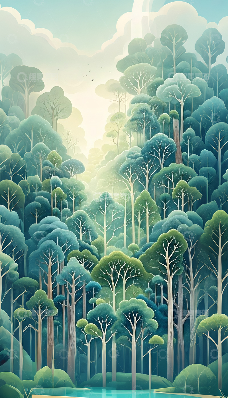 高清大图下载【趣麦麦图】奇妙梦幻森林插画5