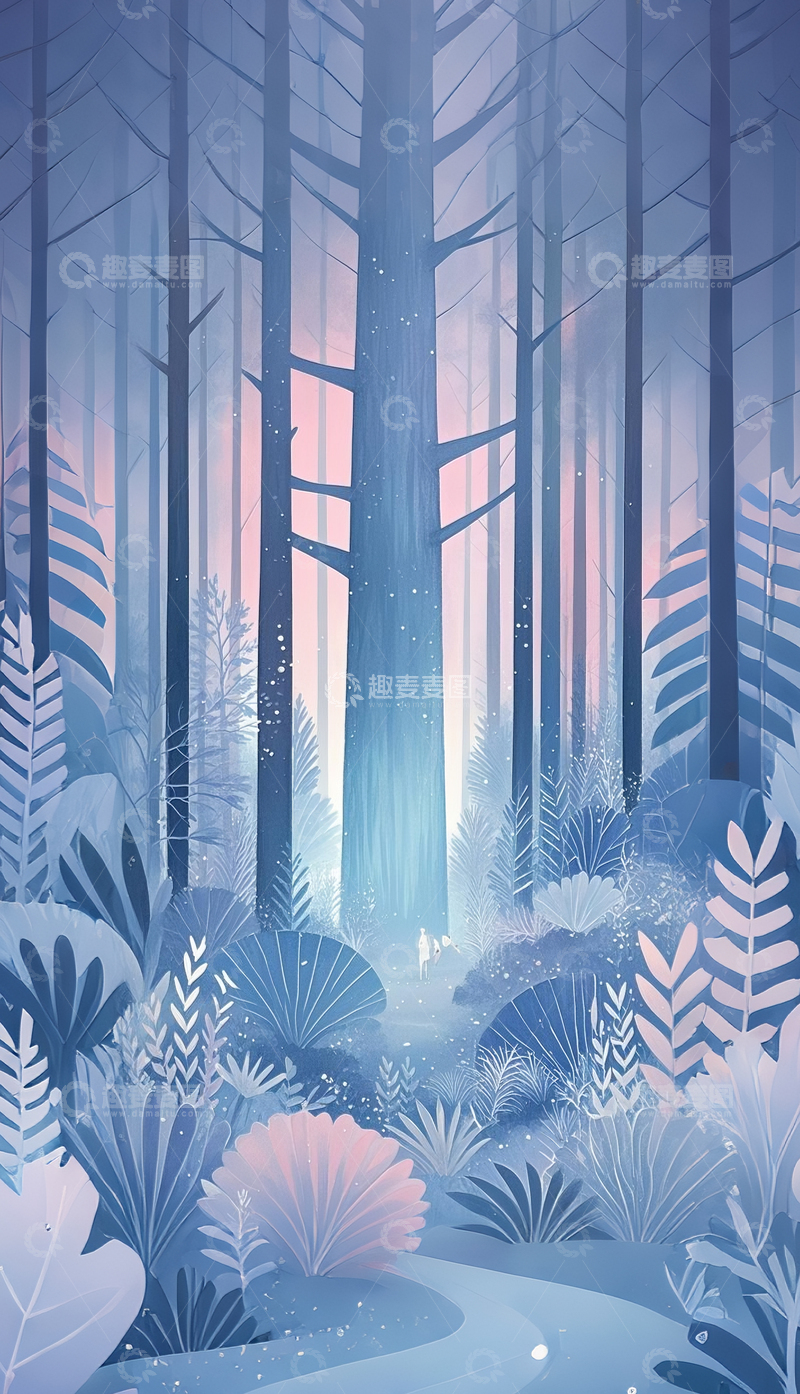 高清大图下载【趣麦麦图】奇妙梦幻森林插画8