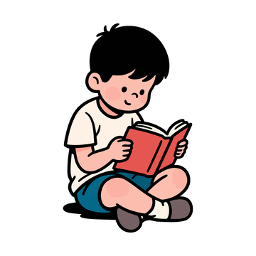 小男孩在认真看书
