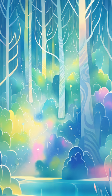 神秘森林树木插画