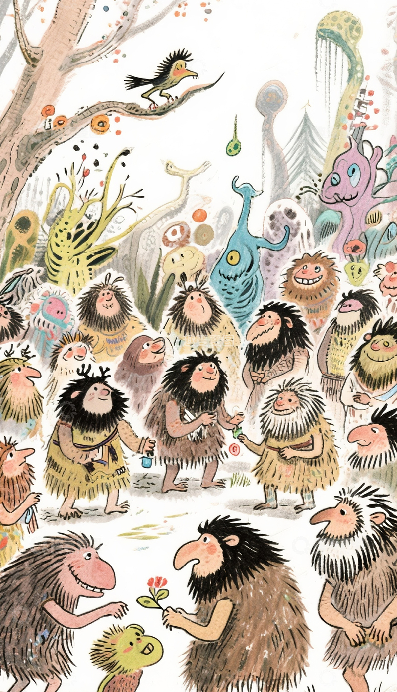 高清大图下载【趣麦麦图】童话故事原始人部落1