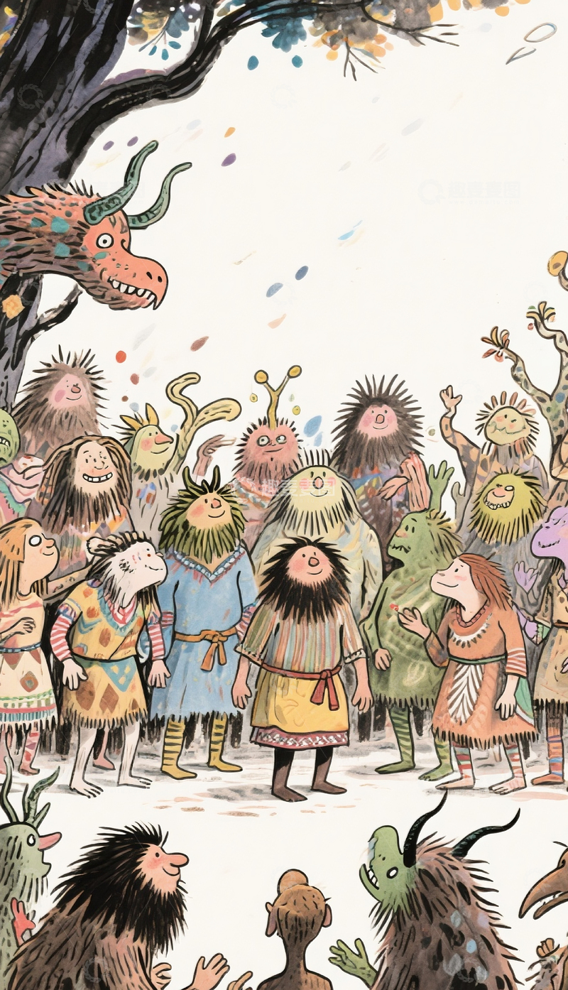 高清大图下载【趣麦麦图】童话故事原始人部落2