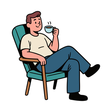 男人在椅子上享受咖啡