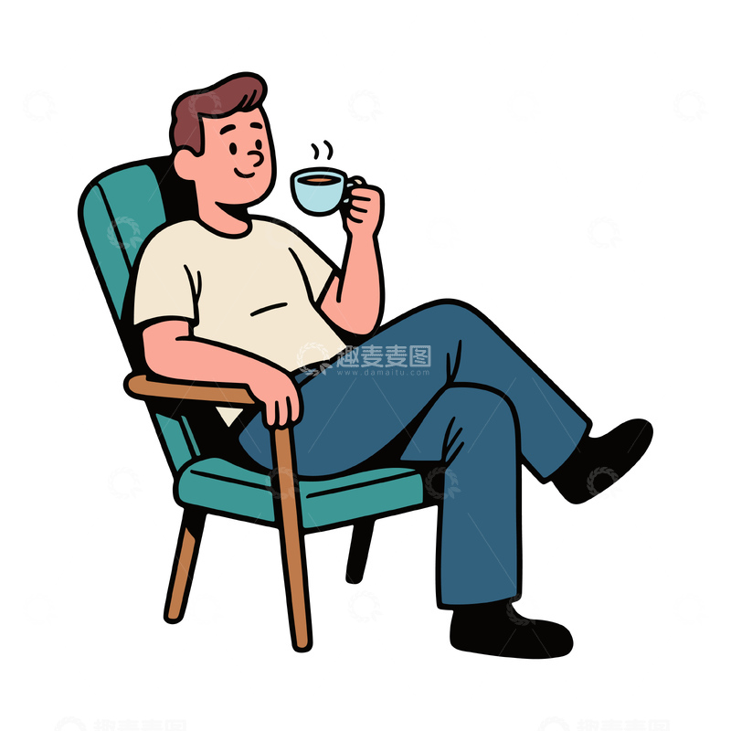 男人在椅子上享受咖啡