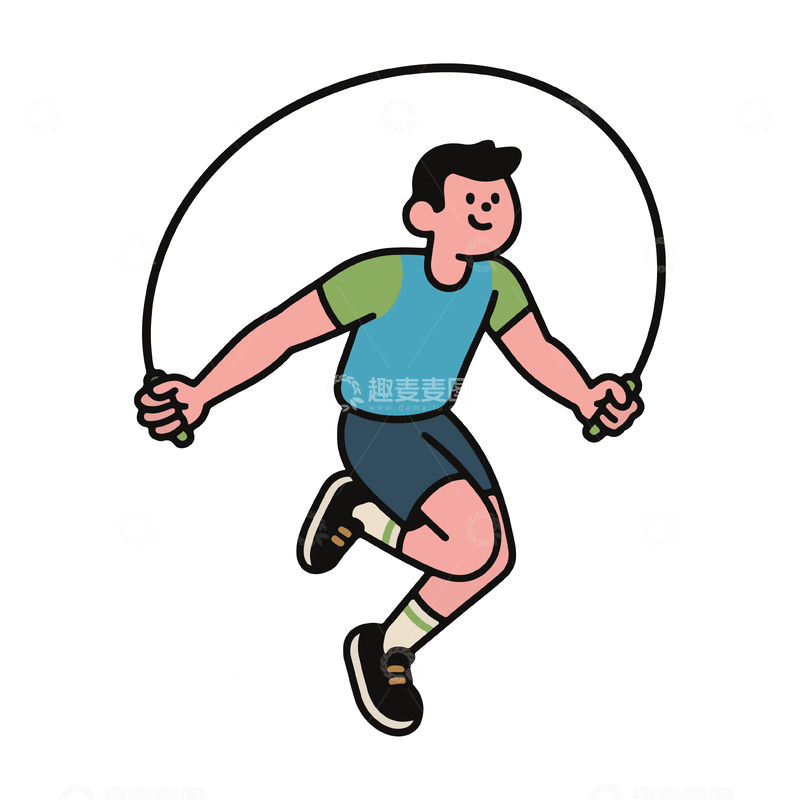 源文件下载【趣麦麦图】小男孩在跳绳