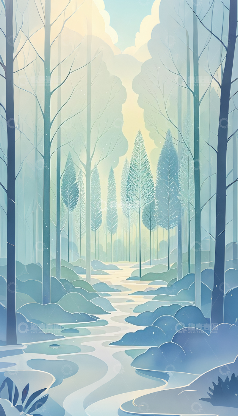 高清大图下载【趣麦麦图】奇妙梦幻森林插画4