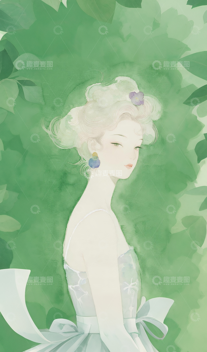 高清大图下载【趣麦麦图】年轻的女孩人物插画4