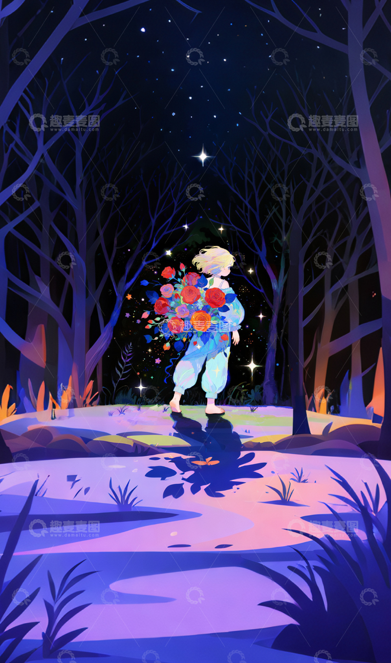 高清大图下载【趣麦麦图】神秘森林少女1