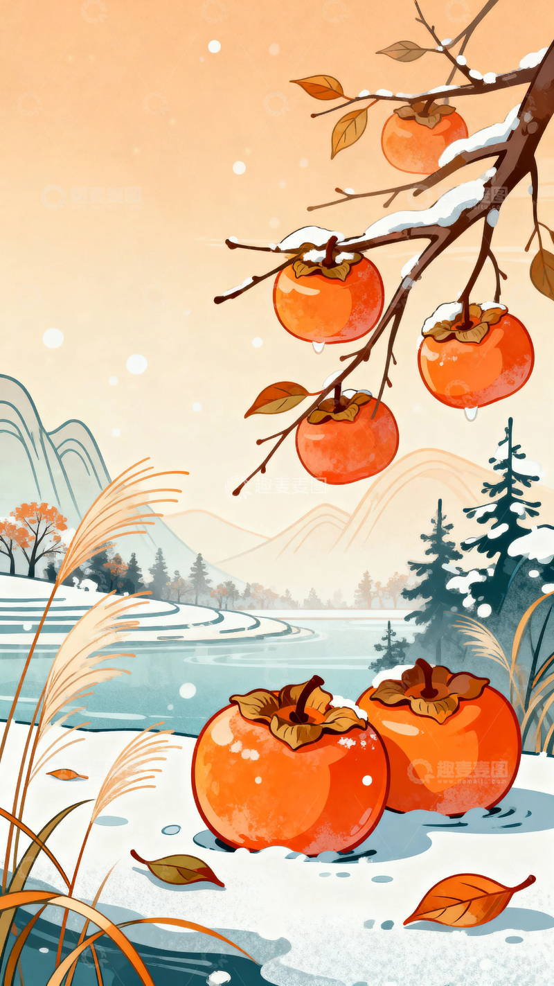 高清大图下载【趣麦麦图】二十四节气霜降背景14