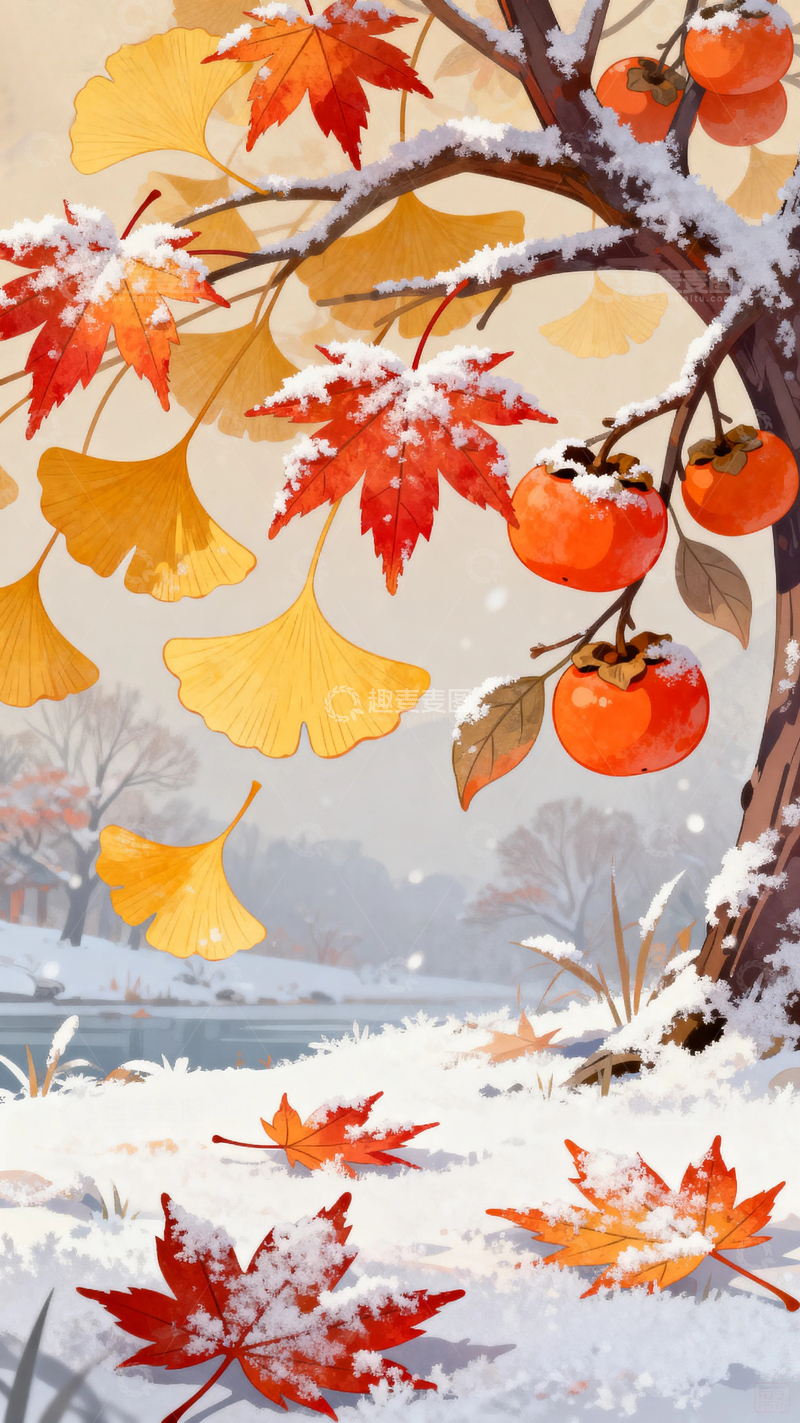 高清大图下载【趣麦麦图】中国风霜降节气背景5