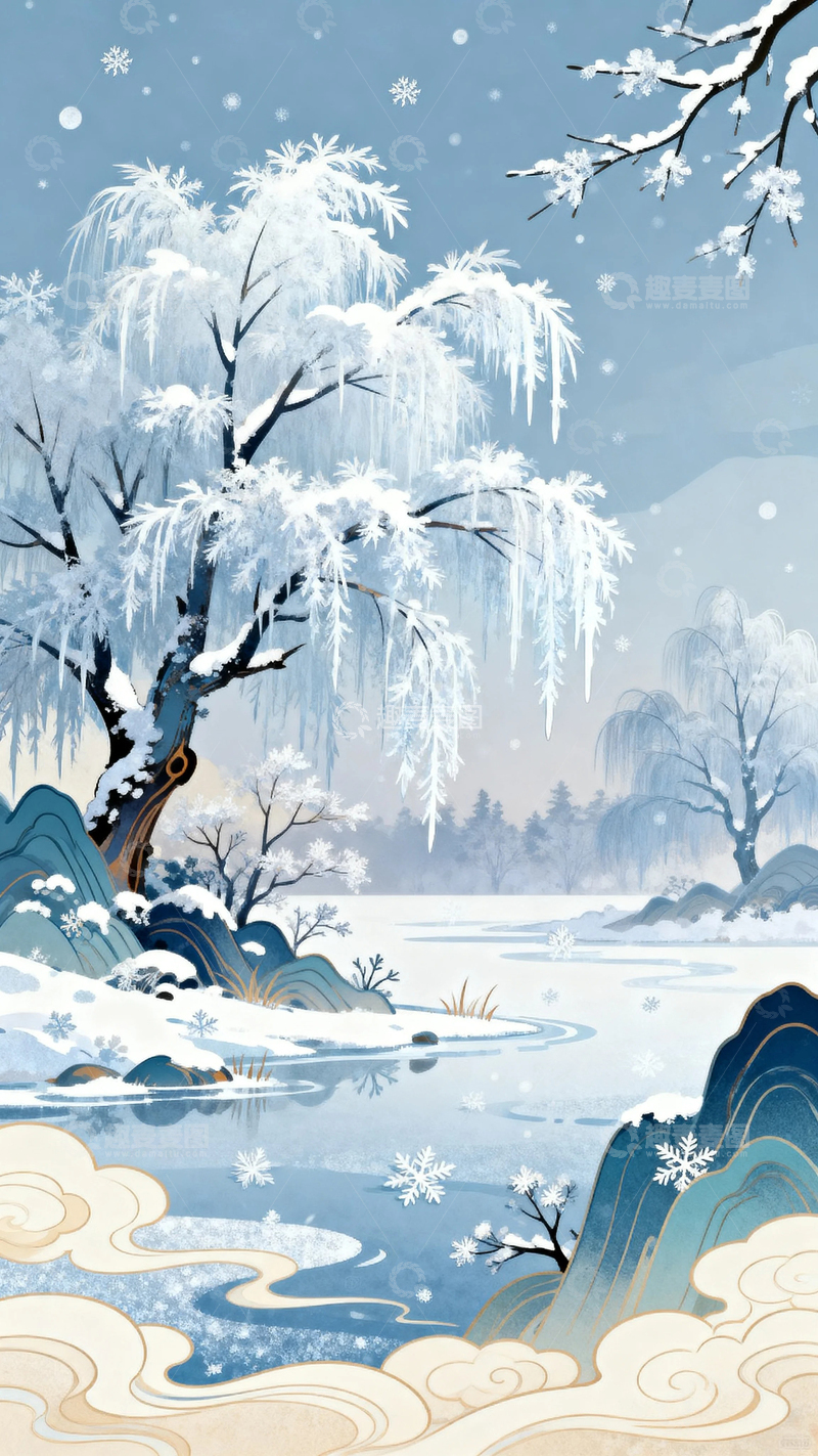 高清大图下载【趣麦麦图】二十四节气霜降背景014