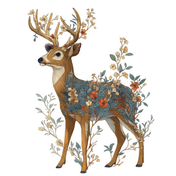 树精灵鹿插画艺术