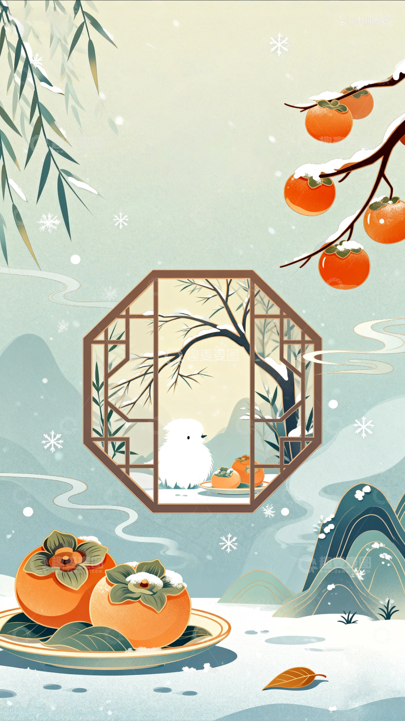 高清大图下载【趣麦麦图】中国风霜降节气背景17