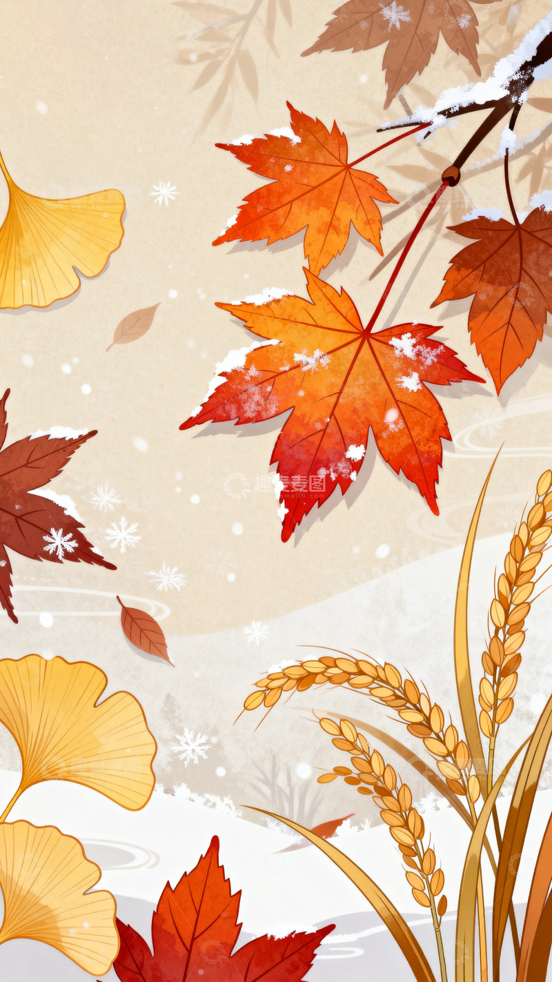 高清大图下载【趣麦麦图】中国风霜降节气背景13