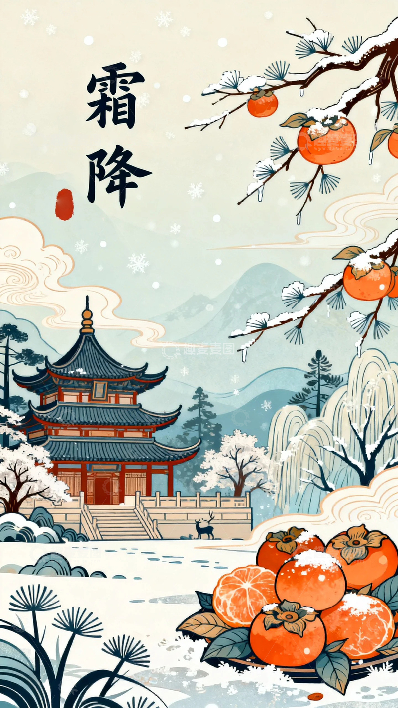 高清大图下载【趣麦麦图】中国风霜降节气背景18