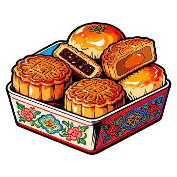 盒装中秋月饼元素