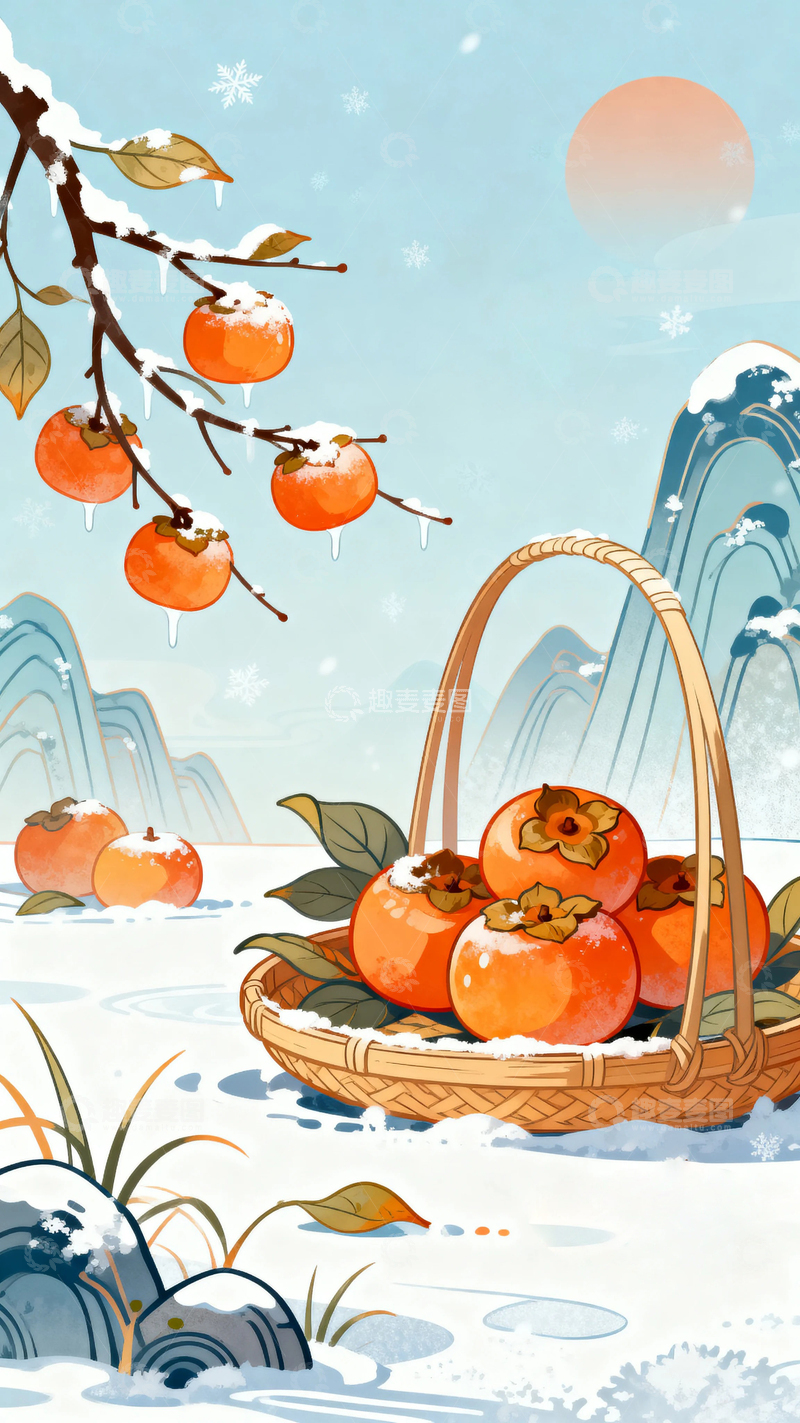 高清大图下载【趣麦麦图】二十四节气霜降背景13