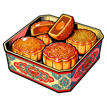 中秋盒装月饼元素