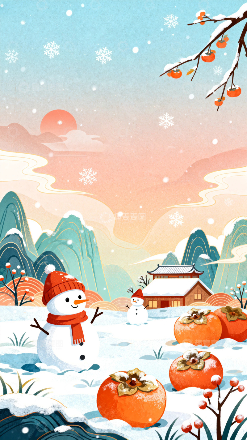 高清大图下载【趣麦麦图】中国风霜降节气背景8