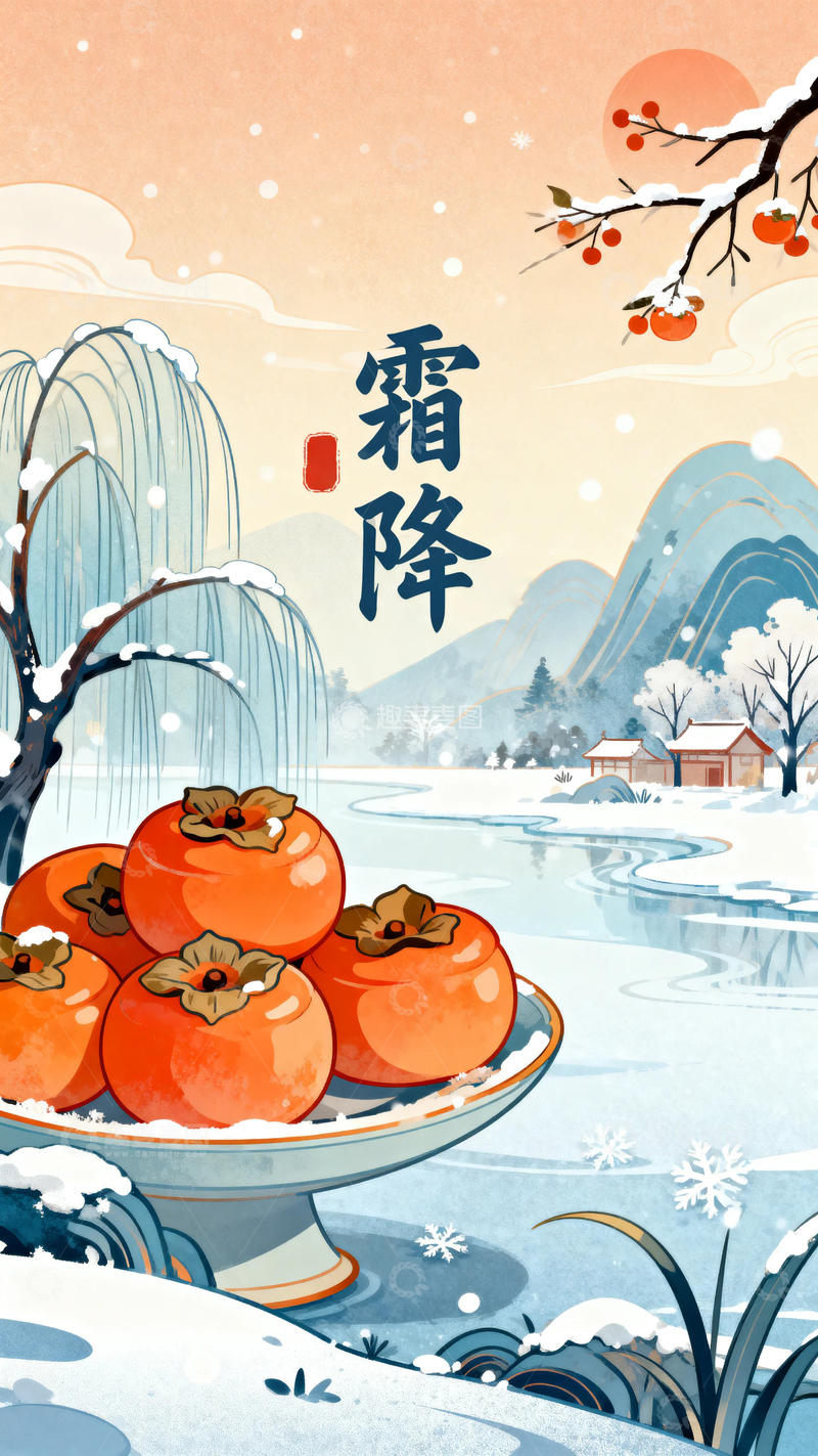 高清大图下载【趣麦麦图】二十四节气霜降1