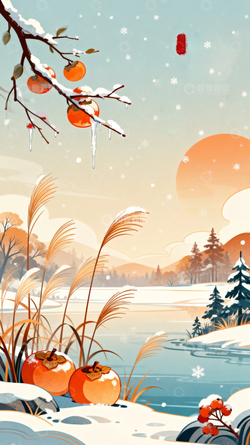 高清大图下载【趣麦麦图】冬季冬天立冬背景9