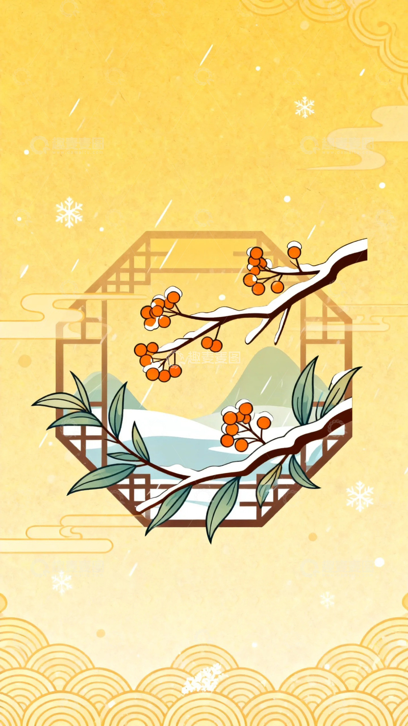 高清大图下载【趣麦麦图】冬季冬天立冬背景4