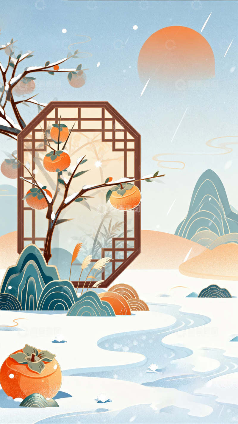 高清大图下载【趣麦麦图】二十四节气中国风背景08