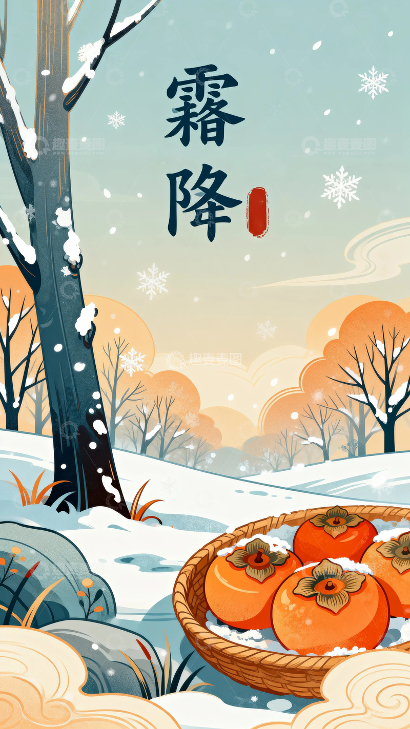 高清大图下载【趣麦麦图】二十四节气霜降3