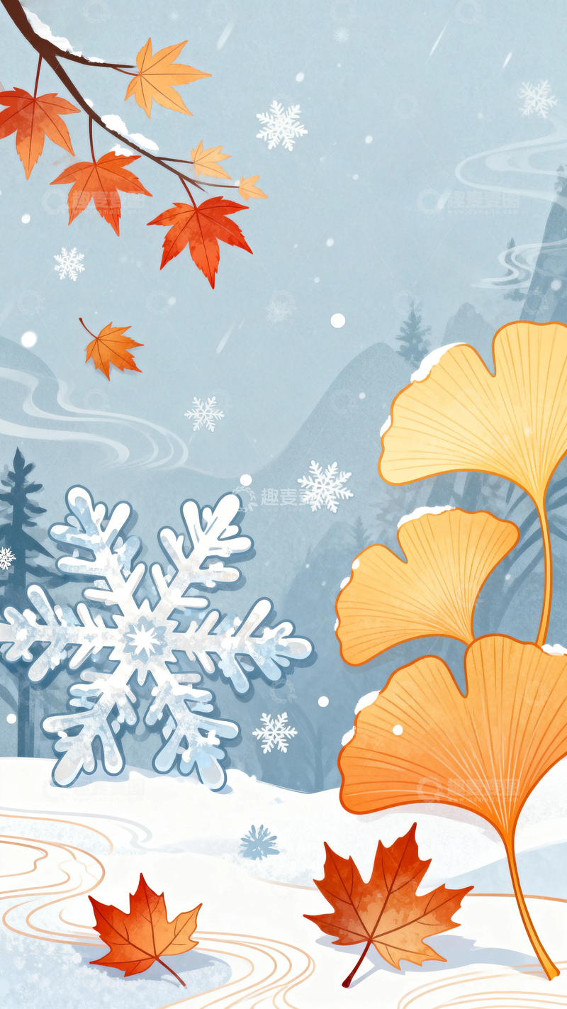高清大图下载【趣麦麦图】冬季冬天立冬背景14