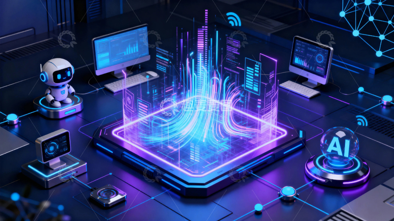 高清大图下载【趣麦麦图】蓝色科技背景人工智能15