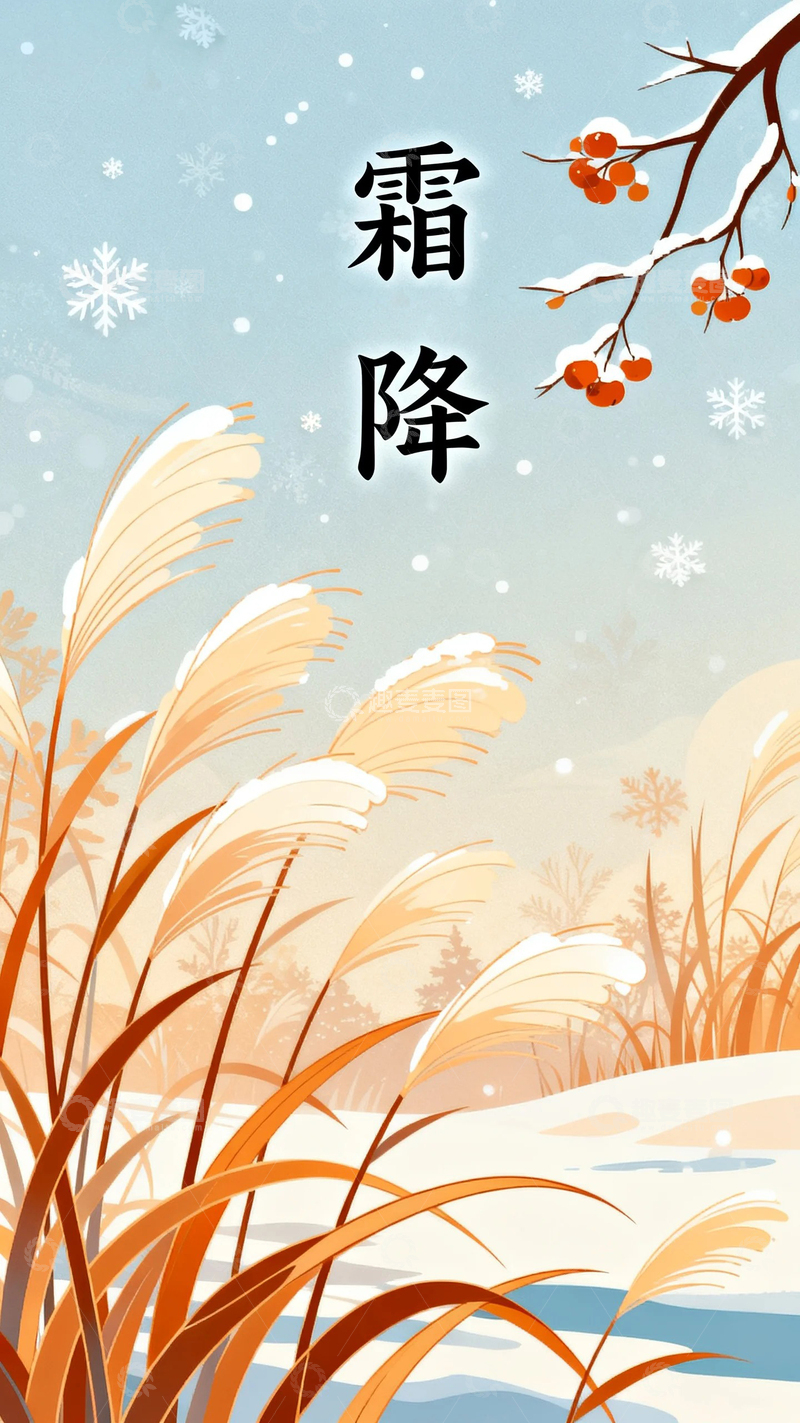 高清大图下载【趣麦麦图】二十四节气霜降9