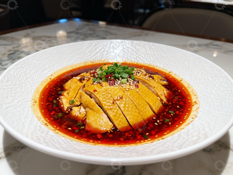 高清大图下载【趣麦麦图】装在白色盘子里面的口水鸡