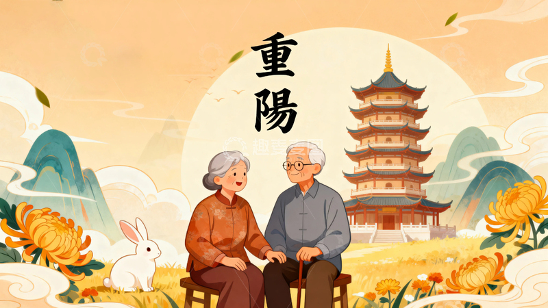 高清大图下载【趣麦麦图】重阳节节日背景10