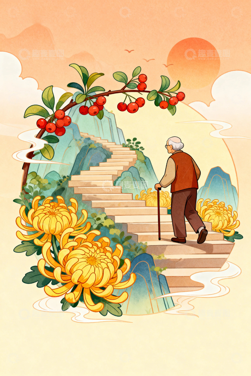 高清大图下载【趣麦麦图】重阳节节日背景1
