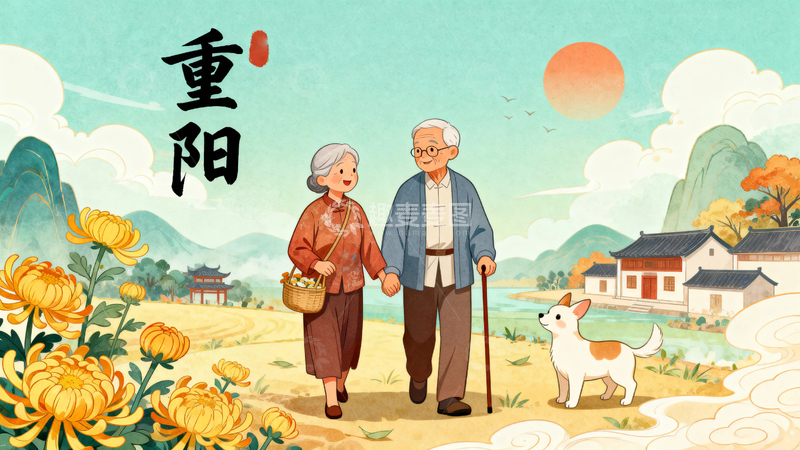 高清大图下载【趣麦麦图】重阳节节日背景8