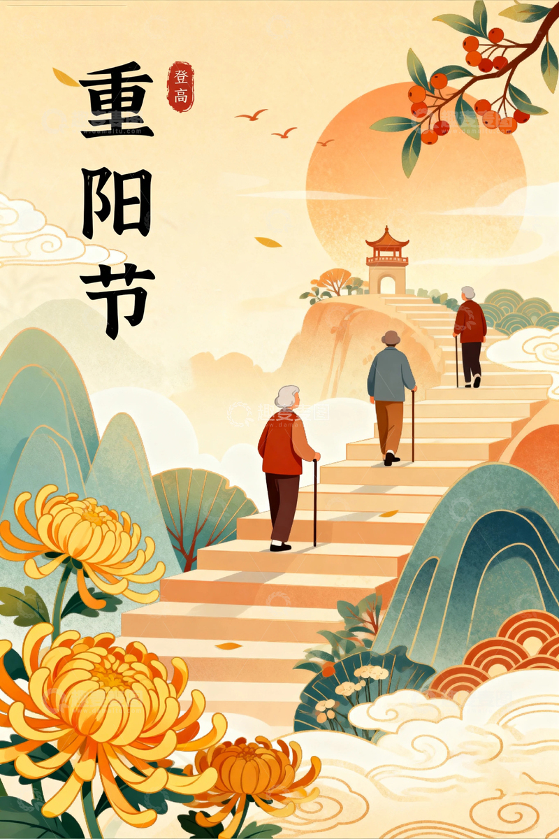 高清大图下载【趣麦麦图】重阳节节日背景4